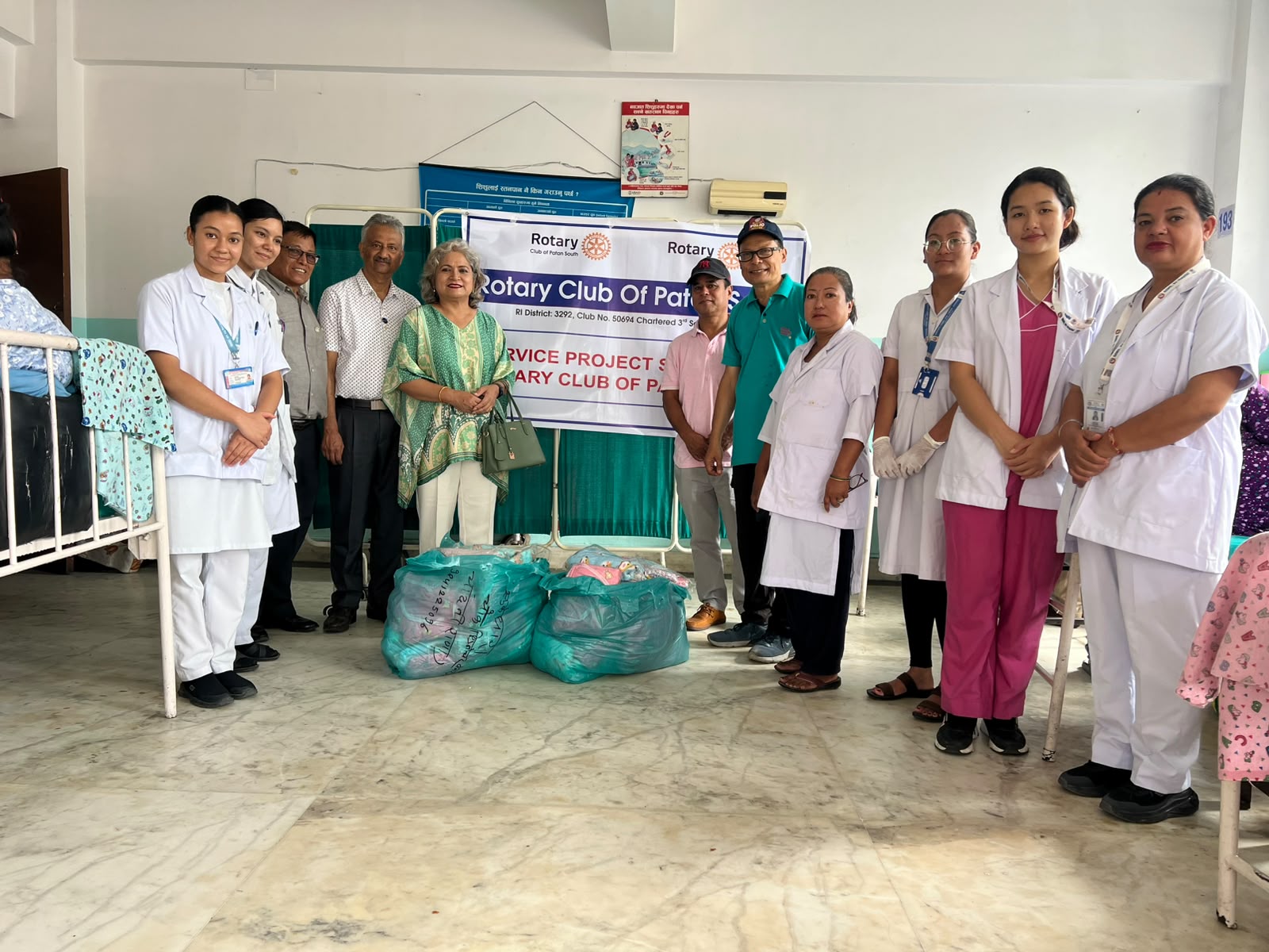 Warm cloth support to Newborn child at Prashutigriha, Paropakar Maternity and Women's Hospital