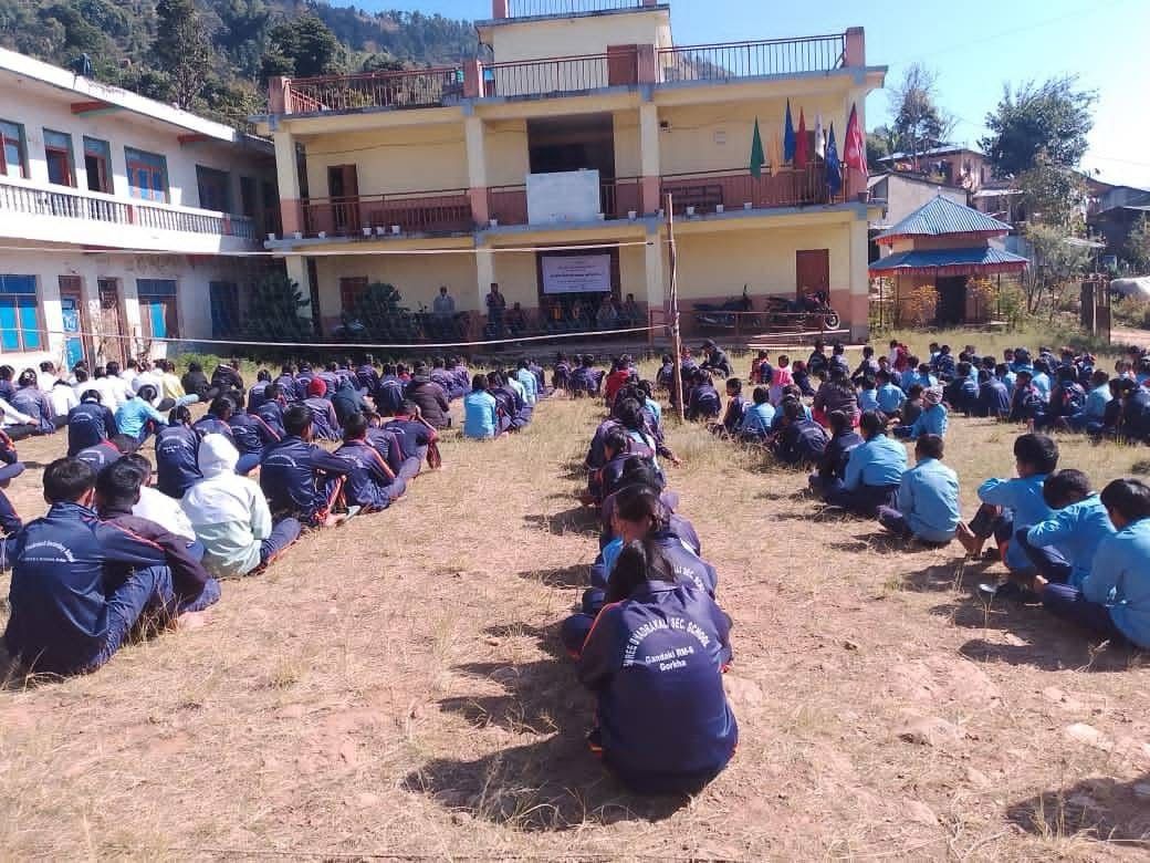 Support to school students at Shree Bhadrakali secondary school Gorkha