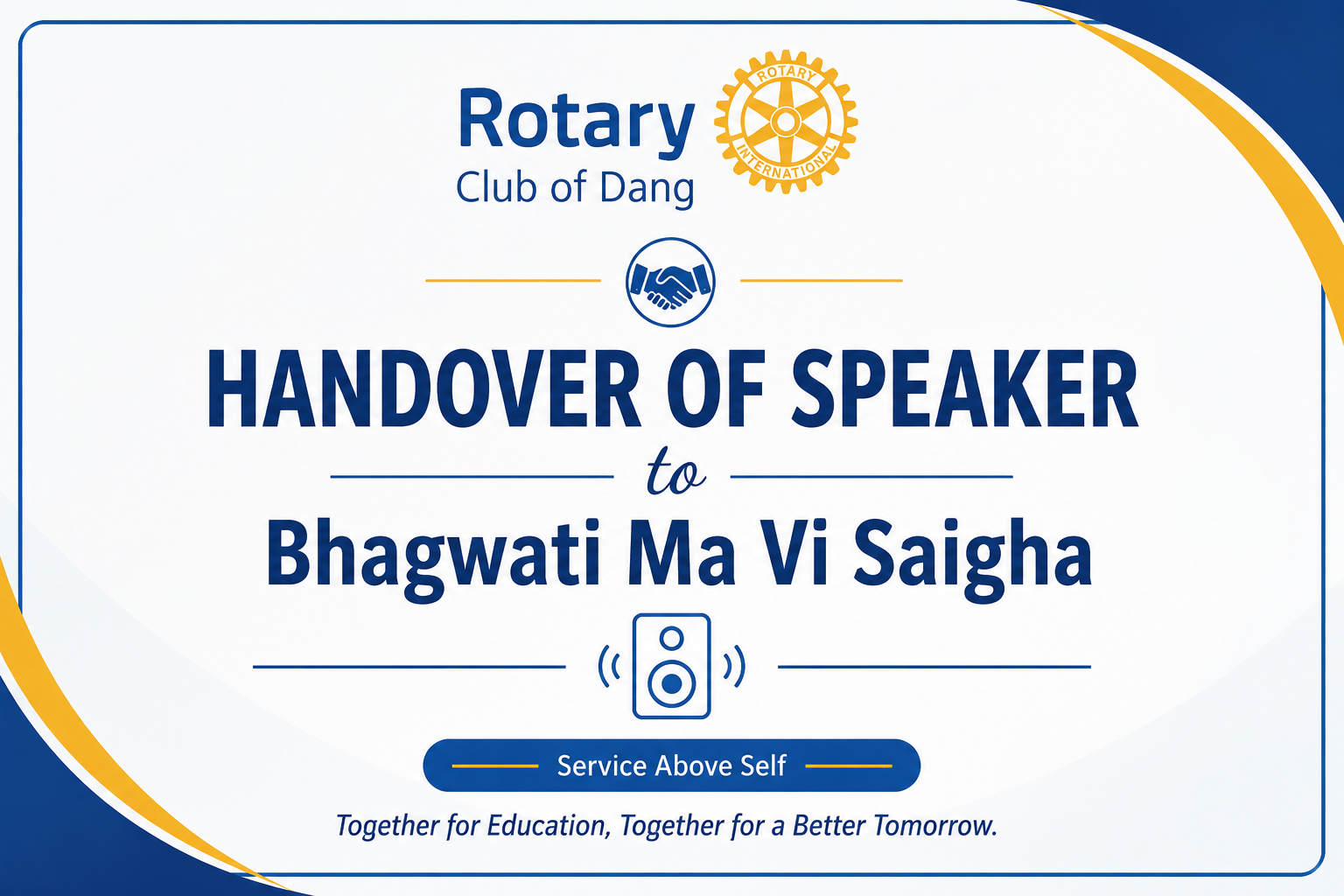 Handover of Speaker to Bhagwati Ma Vi Saigha
